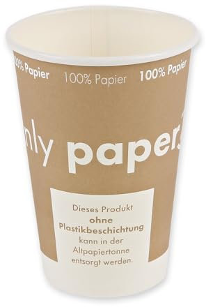 FRANZ MENSCH 1000 Stück NATUREStar Bio Automatenbecher Only Paper | Pappe, hellbraun, V: 180ml, Ø: 7cm, H: 9,2cm, Karton, Automatenbecher, Kaffeebecher, Einmalbecher, Trinkbecher, Einweg-Pappbecher,