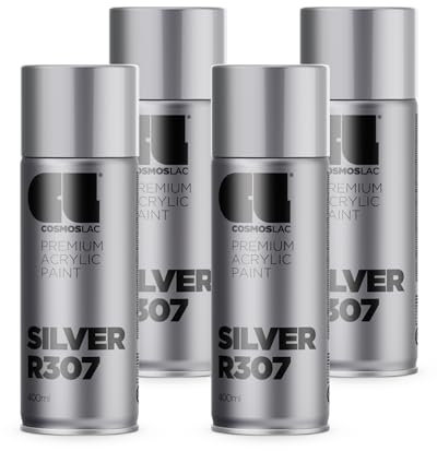 COSMOS LAC Sprühlack Sprühdose - 400ml - Sprühfarbe für den DIY-Bereich, geeignet für alle Oberflächen - Lackspray 4, Silber