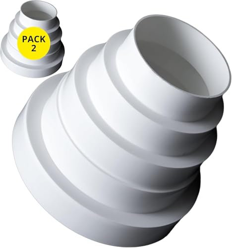 CONTROL GARDEN Pack x 2 Riduttore Estrattore Universale per Sistemi Ventilazione Bianco - Attacco Connettore per Condotti Ventilazione Aria - Diametro Ø 80 100 110 125 150 mm - Riduttore Tubo