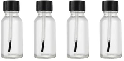 Upstore 4 Pcs 20ml 0.68oz Refillable Clear Glass Nail Polish Bottles with Brush Cap Empty Nail Varnish Storage Bottles Vials Containers for DIY Nail Art Polish Mixing