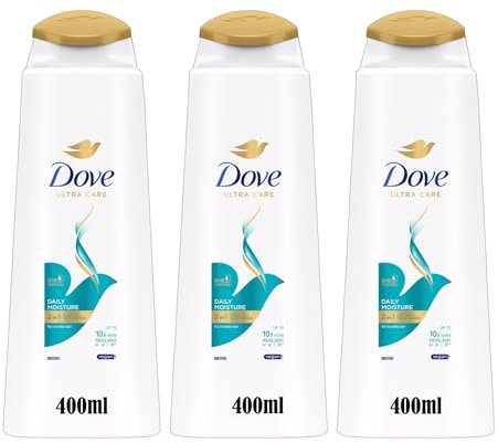 Dove Ultra Care Daily Moisture 2 in 1 Shampoo and Conditioner, 400ml, Pack of 3 | for Everyday Care