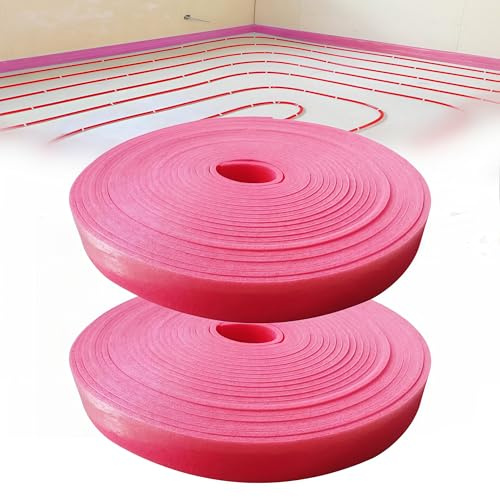 Edge Insulation Strips, 2 Pieces 25 m Edge Strips for Underfloor Heating, 50 x 5 mm EPE Edge Insulation Strips Self-Adhesive, Floor Heating Border Insulation Strip for Professional Craftsmen and DIY