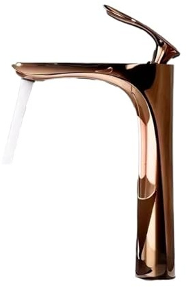Rose Gold Bathroom Faucets Brief Basin Faucet Sink Mixer Tap Hot & Cold Deck Mounted Lavatory Crane Water(Tall Rose Gold)