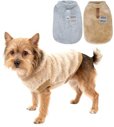HTTDSLF 2 Pièces Pull en Polaire pour Animal Domestique avec Anneau en D, Pull en Peluche pour Chien et Chat, pour Petits Chiens Chats, Chiots Yorkshire Chihuahua vêtements Chauds