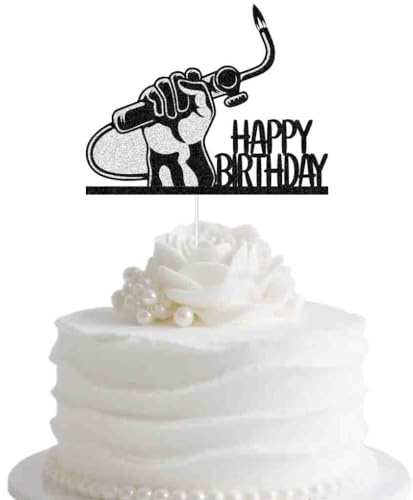 Welder Happy Birthday Cake Topper, Soldering Theme Cake Decoration, Repairman Birthday Party Supplies Black Silver Glitter