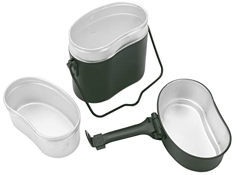 Military Mess Tin, German Military Lunch Box, Food Grade Aluminium with Nonslip Design, 180℃ Temperature Resistant Camping Mess Kit for Outdoor Cooking Hiking Backpacking