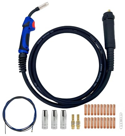 MIG MAG MB15 15AK CO² Welding Torch, 150 Amp Welder Gun with Euro Central Connection, Welding Torch (3M) and 27 pcs Welding Accessory Kit, for Welding Machine (3M)
