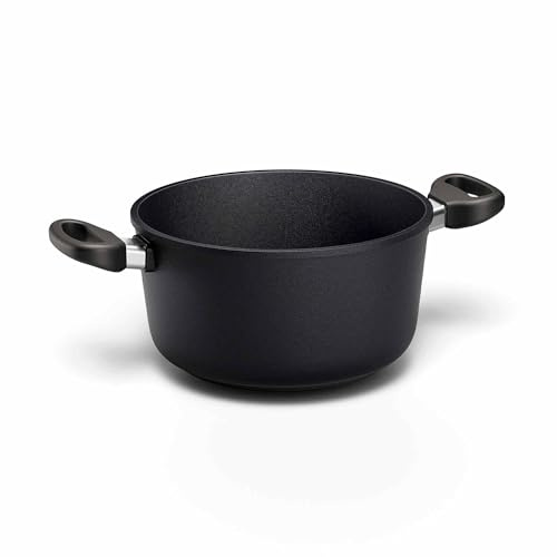 Hoffmann Kochtopf STONIQ, Handgegossen, Made in Germany, IQ-SHIELD Antihaftbeschichtung, PFAS-frei, Induktionsgeeignet, Fleischtopf,Aluminiumguss mit Edelstahl (ohne Deckel, 28 cm (6))