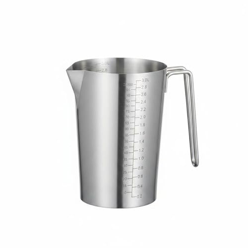 Gralara Messbecher mit Ausguss, Dickwandig Edelstahl-Messbecher Messkanne | Messbecher Edelstahl mit Feinskala, für Zuhause, Restaurant