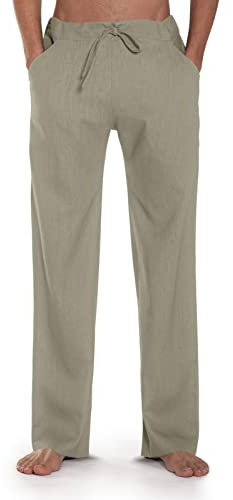SCHAZAD Leinenhose Essential-Slim (L, Oliv)