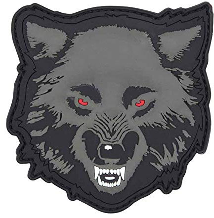 VAN OS Emblem 3D Patch Wolf, Farbe: Grau