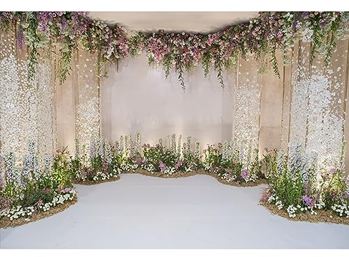 YongFoto 3x2m Vinyle Toile de Fond Mariage Décoration de scène de Mariage avec des Fleurs Fond Décors Studio Photo Video Fete Photobooth Photographie Accesorios