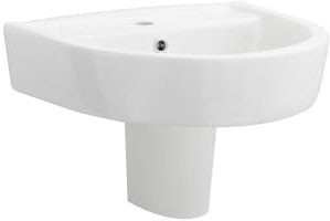 Hudson Reed CMA005 Luna Modern Bathroom 1 Tap Hole Wall Hung Basin and Semi Pedestal, White