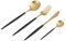 Juego de cubiertos 4 piezas/set, juego de vajilla de acero inoxidable, vajilla y tenedor de cuchara Cuchillo anti-óxid(Negro + Dorado)