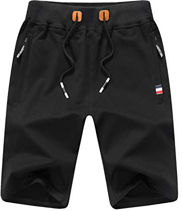 Tansozer Kurze Hose Herren Shorts Jogging Sommer Jogginghose Kurz Baumwolle Gym Sweat Shorts Herren Sport (Schwarz,M)