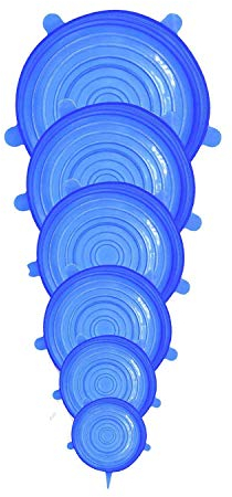 YOUYIKE® Silikon Stretch Deckel -6 Stück Dehnbare Silikondeckel Stretch Lid Silikon Abdeckung in Verschiedenen Größen Wiederverwendbar Dauerhaft Erweiterbar - für Schüsseln,Becher,Dosen,Obst.