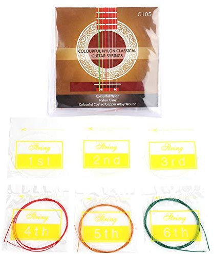 Bnineteenteam 6 Piezas Cuerdas de Guitarra de Metal Cuerdas de Guitarra de Nylon Cuerdas de Guitarra acústica Cuerdas de Guitarra acústica Cuerdas de Guitarra clásica Accesorios de Juego