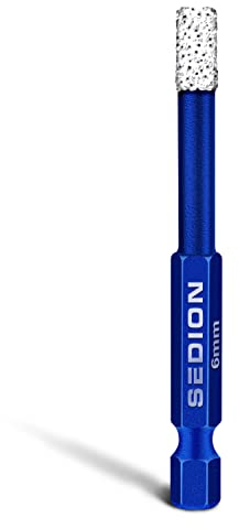 SEDION ® Fliesenbohrer 6mm Sechskant E 6.3 - Bohrer zum Bohren von harte Fliesen - Diamantbohrer 6 mm - Sedion Premium Qualität hochwertige Diamanten - kompatibel mit Bosch Makita u.v.m. Bohrmaschinen