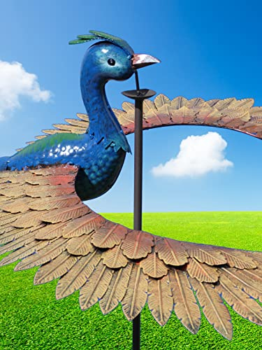 Pommerntraum ® | PFAU Vogelwippe Windspiel Gartenstecker Gartendekoration Gartenkunst Metall Vogel Vögel
