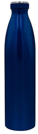 Steuber Edelstahl Thermo Trinkflasche 1000 ml doppelwandige Isolierflasche mit auslaufsicherem Deckel, Dunkelblau