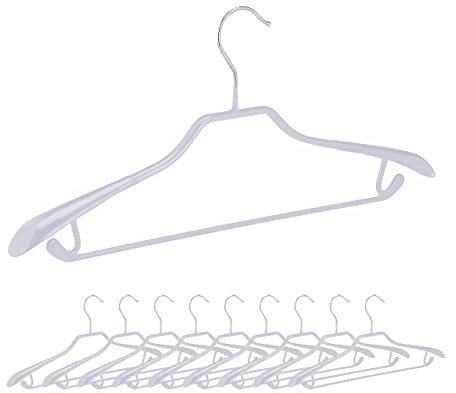 Relaxdays Perchas para Trajes, Varilla Pantalones, Gancho Colgar Falda, Colgador Metal y PVC, 19x45x3,5cm, Gris Claro, 10 Unidades