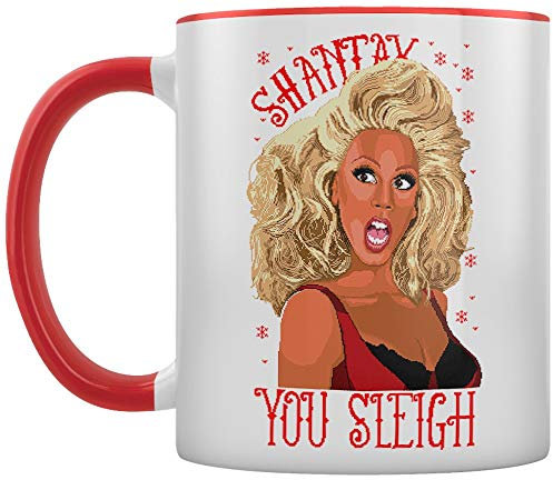 Grindstore Shantay You Sleigh Drag Queen Inner 2-Tone Tea and Coffee Mug Red 12x9.5cm