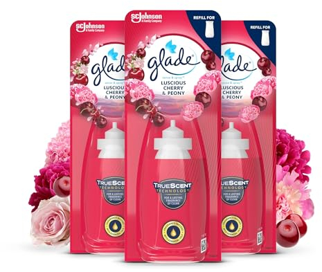 Glade Sense & Spray Air Freshener Refill, Motion Activated Automatic Room Spray and Odour Eliminator for Home, Cherry & Peony, 3 Refills (3 x 18ml)