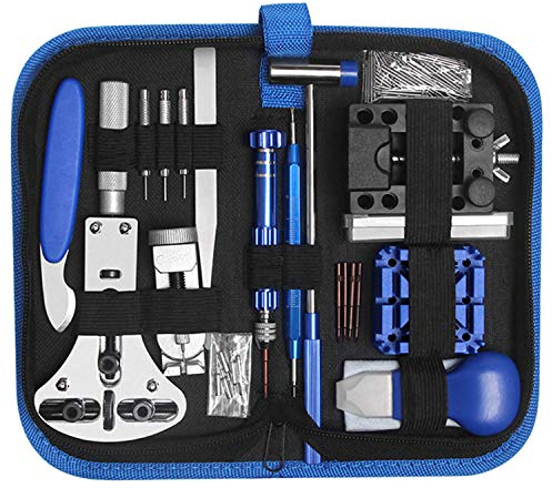 LiRiQi Kit Riparazione Orologi,185 pezzi Tool Kit Professionale di Riparazione Orologi, Attrezzi di Apertura Orologi e kit di Riparazione Orologio e portable tool kit orologiaio, Sostituisci Batteria