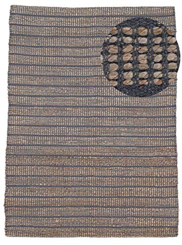 carpetfine Juteteppich Lara Blau 120x170 cm | Moderner Teppich für Wohn- und Schlafzimmer