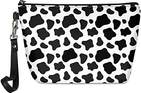 Jeiento Kosmetiktaschen für Damen, tragbar, klein, Make-up-Tasche, Kulturbeutel, Organizer, PU-Leder, kuh, L