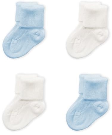 Prisco Calzini Neonato 0-3 Mesi in Cotone Filo di Scozia, Calze Neonatali Maschio o Femmina, Regalo Nascita Bimbo Bimba, 4 Paia (MASCHIO)