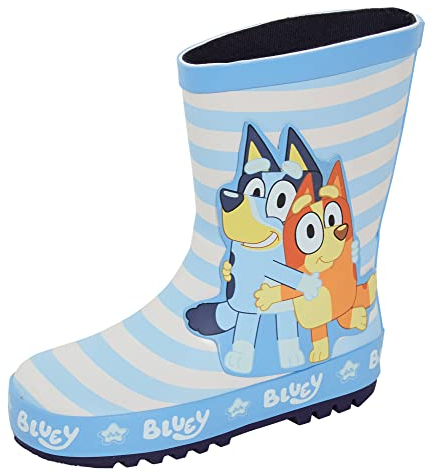 Bluey Stivali di gomma per bambini Stivali di gomma Wellington Bingo Stivali da pioggia Ragazze Ragazzi Snow Wellys, Blu, 27 EU
