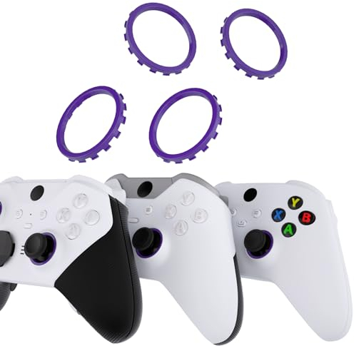 eXtremeRate 2 Paar Thumbsticks Akzentringe für Xbox One Elite V1 & Xbox Elite Series 2 Controller, Ersatz Accent-Ringe Schutz Sticks Zentrierringe für Xbox Series X/S ASR Version Shell-Lila