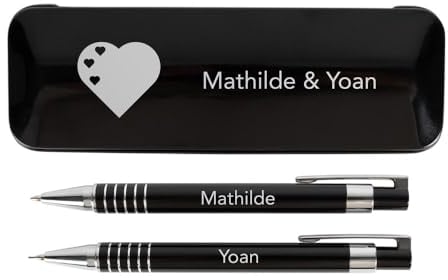 Ocadeau Set bestehend aus 2 Stiften, einem Kugelschreiber und einem Druckbleistift jeweils in Schwarz zum Selbstgestalten - Set aus schwarzem Kugelschreiber und Druckbleistift