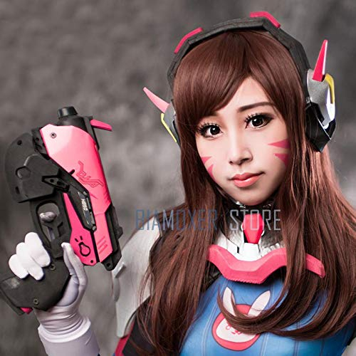 ydound Anime Coer Wig. Biamoxer Spiel. Ow D. va 55 cm lang braun DVA Hana Song Hitzebeständige Cosplay Kostüm Perücke Lange Haarperücke Cosplay Haarteil