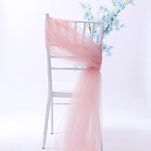 Lot de 10 nœuds de chaise en tulle - 150 x 200 cm - Pour décoration de chaise - Pour bricolage, artisanat, jupe, mariage, Noël, fête, cérémonie, décoration vieux rose