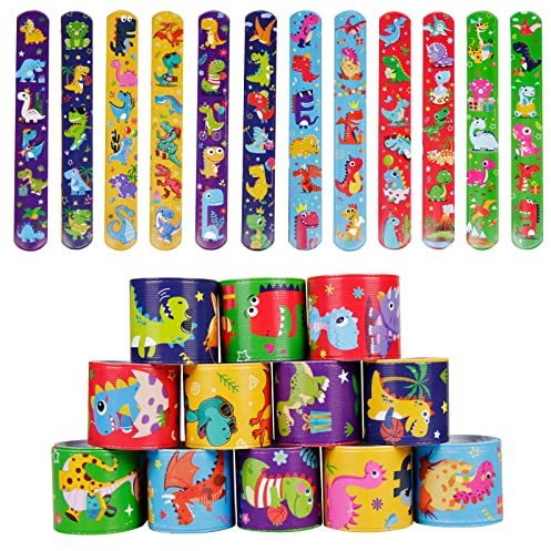 MENGON 24 Stück Dinosaurier Spielzeug Schnapparmband Kinder Klatscharmband Dino Mitgebsel Kindergeburtstag Gastgeschenke Schnapparmbänder Snap Armband Dinosaurier Geburtstag Deko Party Mitbringsel