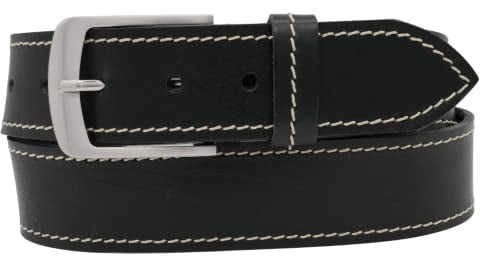 AnnaMatoni Ledergürtel Herren Gürtel aus Premium Vollrindleder 4cm breit Feinporig echt Leder Herren Gürtel (schwarz 790, TW120-135cm Gesamtlänge)