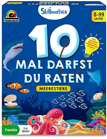 Skillmatics Kartenspiel - 10 Mal darfst du raten Unterwassertiere, Geschenke für Kinder ab 8 Jahren, Großer Spaß für unterwegs, Urlaube und Spieleabende mit der Familie
