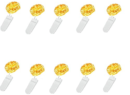LED Lichterkette Batterie, 10 Stück 2M 20 LED IP44 Wasserdicht Mini Lichterkette mit Batterie für Weihnachten, DIY, Party, Hochzeit, Warmweiß