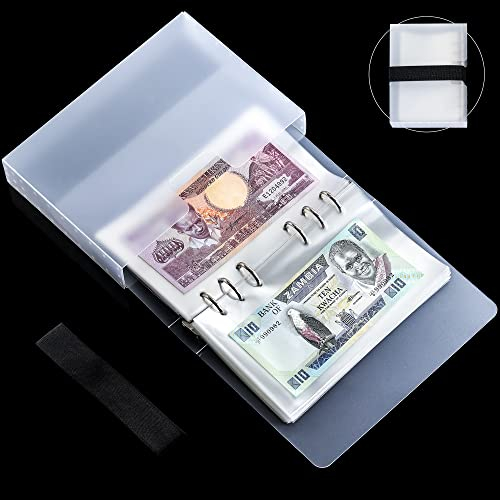 Währungsalbum mit 100 Taschen – 17,8 x 10,2 cm, tragbarer Banknotenhalter, Dollar, Papiergeldhüllen, Aufbewahrungsbuch für Rechnungen, Dokumente, Tickets, Sammelkarten, Briefmarken-Sammlung AN0501BK
