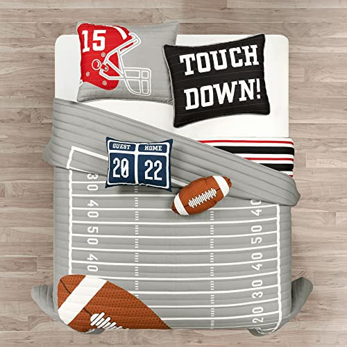 Lush Decor American Football Bettwäsche-Set, wendbar, übergroß, 5-teilig, Grau und Schwarz, Full/Queensize-Bett