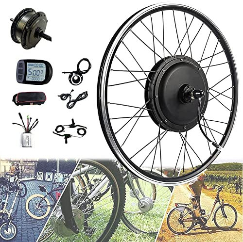 Oiyekntd Elektrofahrradkonvertierungskit E-Bike 20 / 24/ 26 / 27,5/ 28 / 29/ 700C Vorderrad 36V 250W/ V350W/ 500W Elektrofahrradkit mit KT-LCD5-Display,36V350W-700c