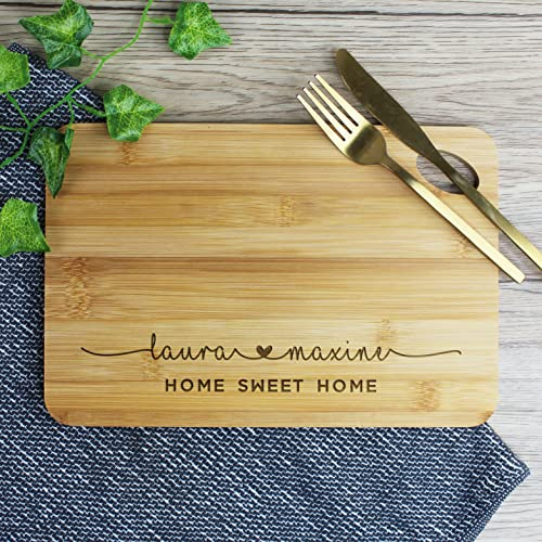 eBuyGB Large Personalised Chopping/Cheese Board, Wooden Cutting Board, 5th Wedding Anniversary, Engagement, Valentine's Gift for Couples