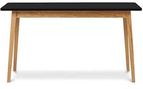 Konsimo Esstisch Ausziehbar Küchentisch - Esszimmertisch im Skandinavisch Stil - Tischbeine aus Massivholz - Esstisch für Küche Esszimmer und Wohnzimmer - 75x140-180x80cm - Schwarz - Frisk Kollektion