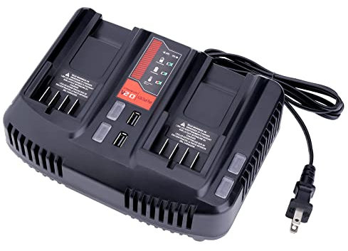 ELEFLY 20V Dual Port Battery Charger CMCB124 Compatible with Craftsman 20V Max V20 Lithium Battery CMCB202 CMCB204 CMCB201 CMCB206 CMCB209 V20 Tool Charger CMCB104