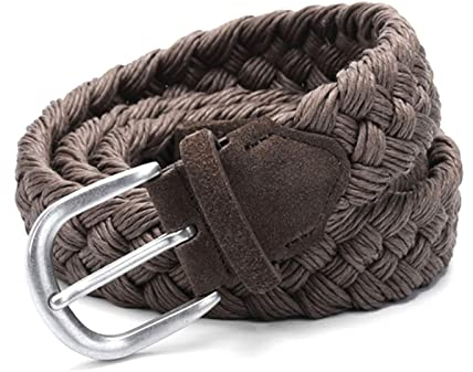 Wildleder Leder geflochtener Taillengürtel mit Nadelschnalle, Braun, 100