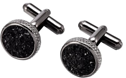 Homxi Manschettenknöpfe Herren Hochzeit Set,Cufflinks Kupfer Manschettenknöpfe Rund Herren für Manschettenknöpfe Schwarz