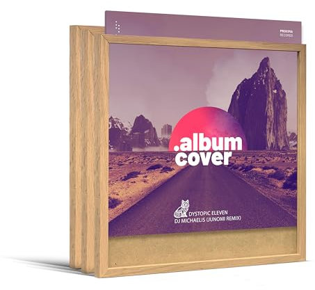 JUNOMI® 3 x Schallplatten Rahmen Eiche | für Single LP Cover 30,4 – 31,3 cm | Vinyl Rahmen | Deko, Bilderrahmen, Wandrahmen