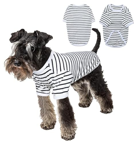 PetSmiler Hundepullover - Dünner Hundepullover Mittelgroße Hunde, Schöne Hunde Pullis Gestreifter Hundeshirts für Kleine Hund, Dehnbarer Pullover Hund Hundepulli Französische Bulldogge (Schwarz XXL)